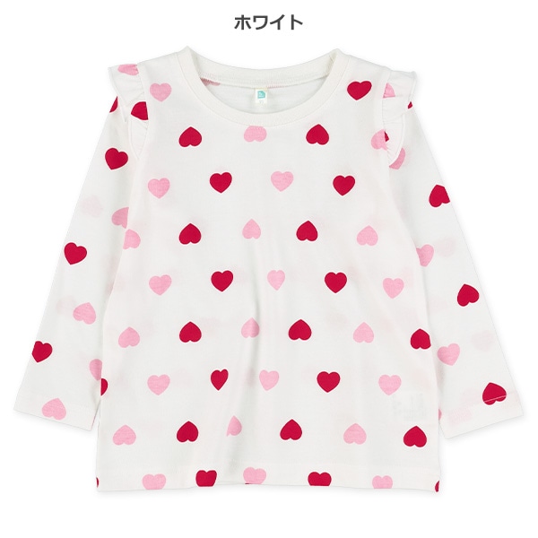 肩フリルハート長袖Tシャツ