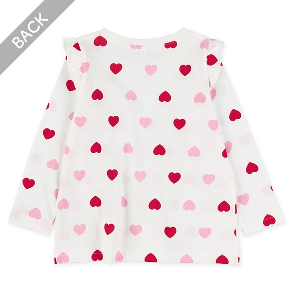 肩フリルハート長袖Tシャツ