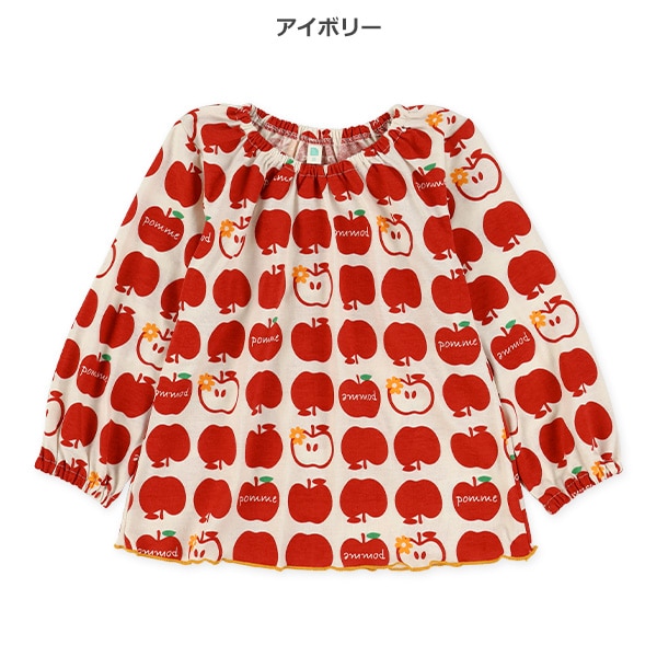 りんご柄スモック長袖Tシャツ
