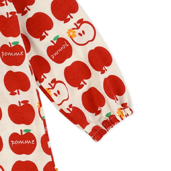 りんご柄スモック長袖Tシャツ