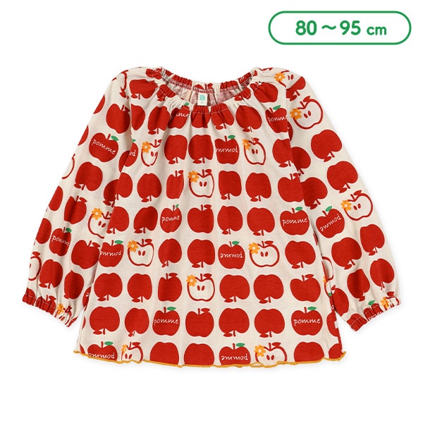 りんご柄スモック長袖Tシャツ