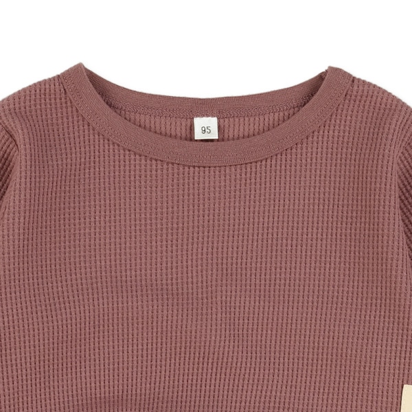 ワッフル裾チュール長袖Tシャツ