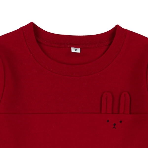 スムースうさぎ裾チェック長袖Tシャツ