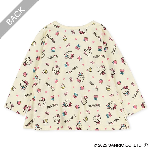 胸切り替え総柄長袖Tシャツ（ハローキティ）