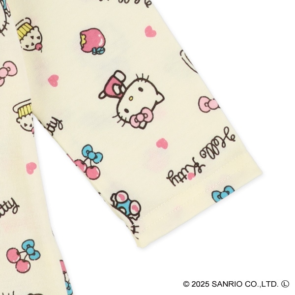 胸切り替え総柄長袖Tシャツ（ハローキティ）