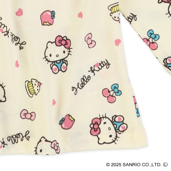 胸切り替え総柄長袖Tシャツ（ハローキティ）