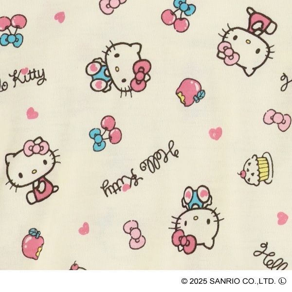 胸切り替え総柄長袖Tシャツ（ハローキティ）