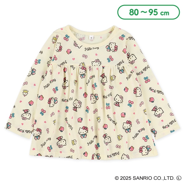 胸切り替え総柄長袖Tシャツ（ハローキティ）