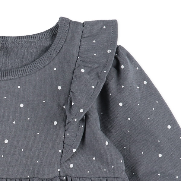 ミニ裏毛フリルランダムドット長袖Tシャツ