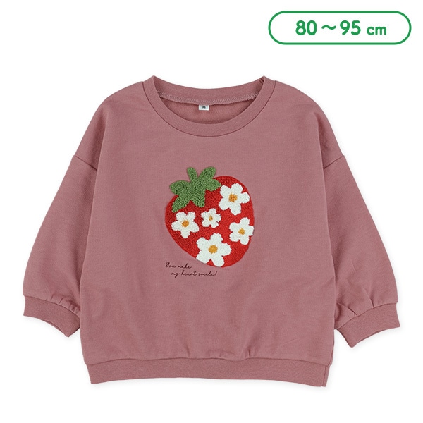ミニ裏毛いちご相良刺繍長袖Tシャツ