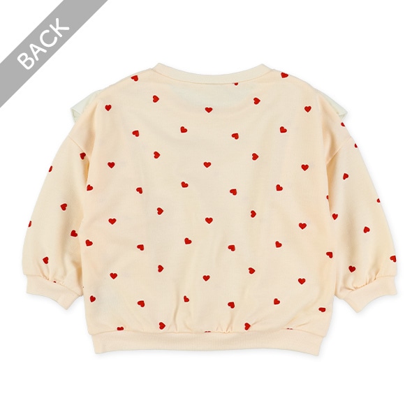 ミニ裏毛布帛フリル長袖Tシャツ