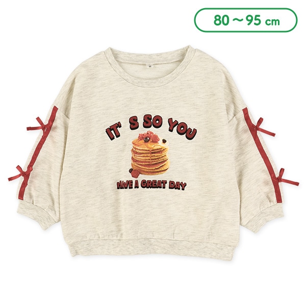 ミニ裏毛ラインリボン長袖Tシャツ