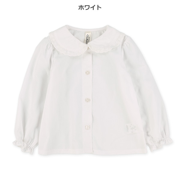 布帛丸襟長袖ブラウス