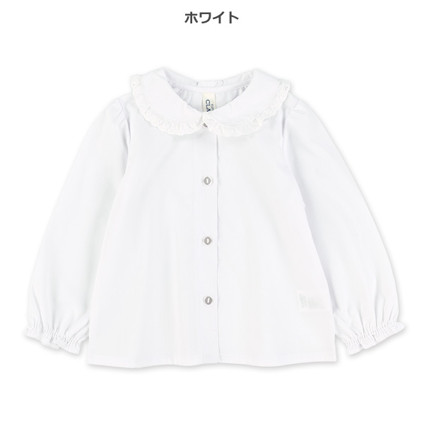 布帛丸襟長袖ブラウス