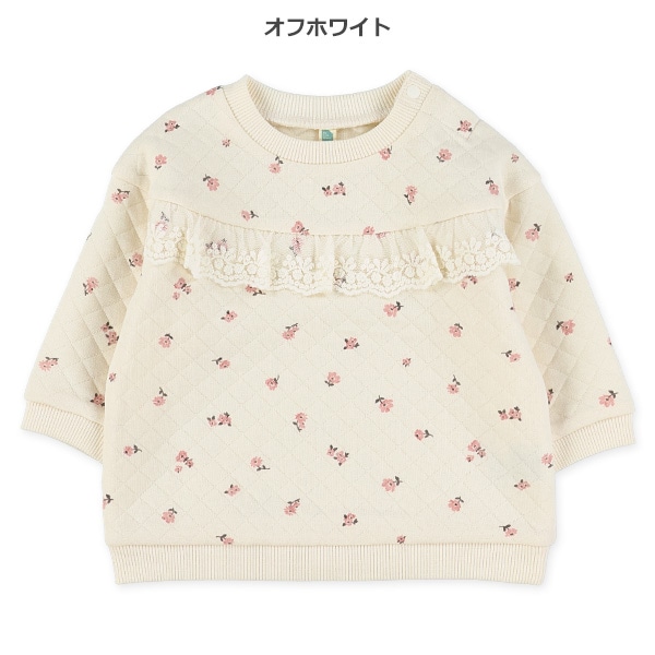 キルト花柄フリルトレーナー