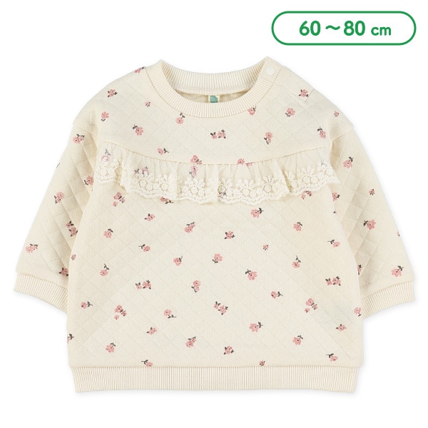 キルト花柄フリルトレーナー