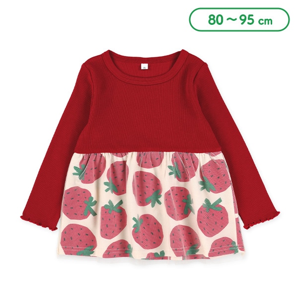 いちご柄レイヤード風長袖Tシャツ