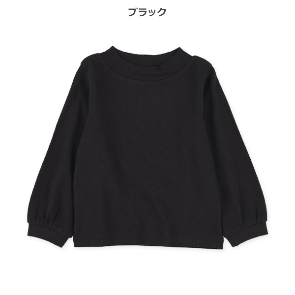 パターンメッシュハイネック長袖Tシャツ