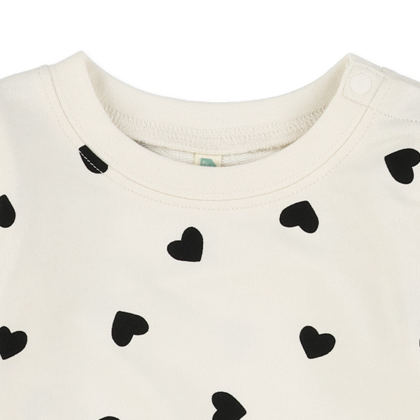 裏毛ハート・リボン総柄長袖トレーナー