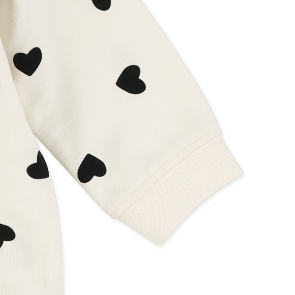 裏毛ハート・リボン総柄長袖トレーナー
