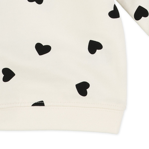 裏毛ハート・リボン総柄長袖トレーナー