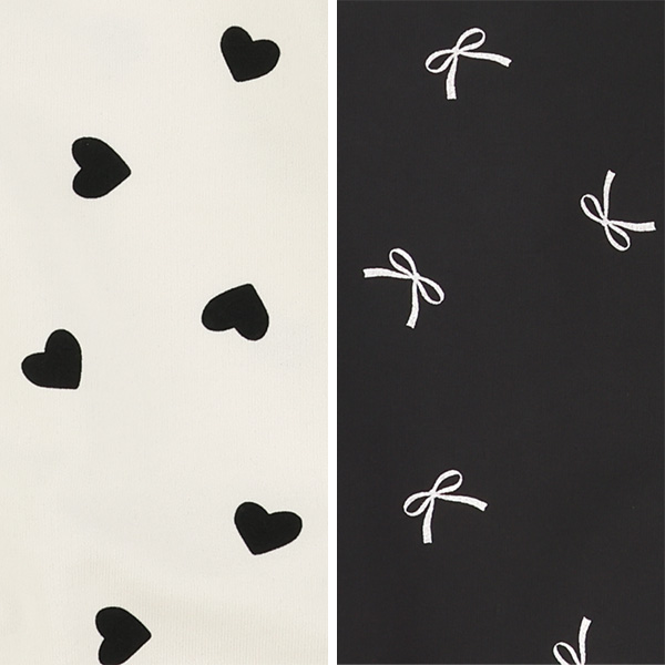 裏毛ハート・リボン総柄長袖トレーナー