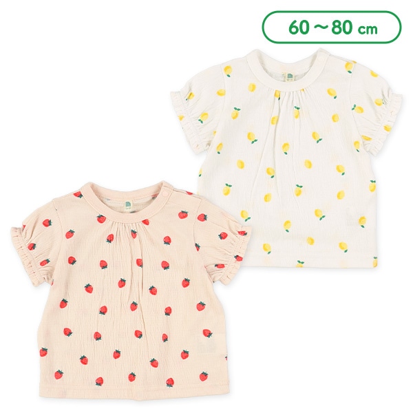 レモン・いちごシャーリング総柄半袖Tシャツ