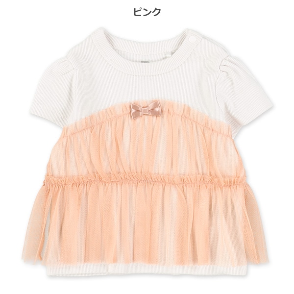 チュール切り替え風半袖Tシャツ