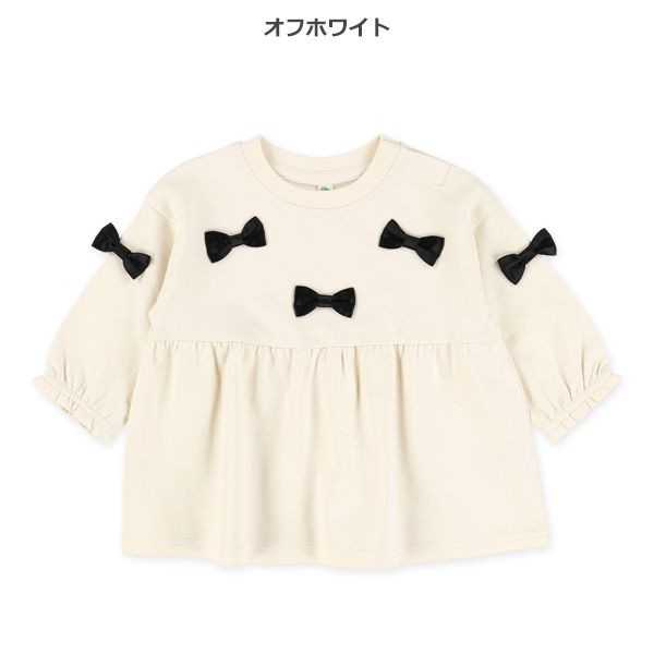 ミニ裏毛リボン付き長袖Tシャツ
