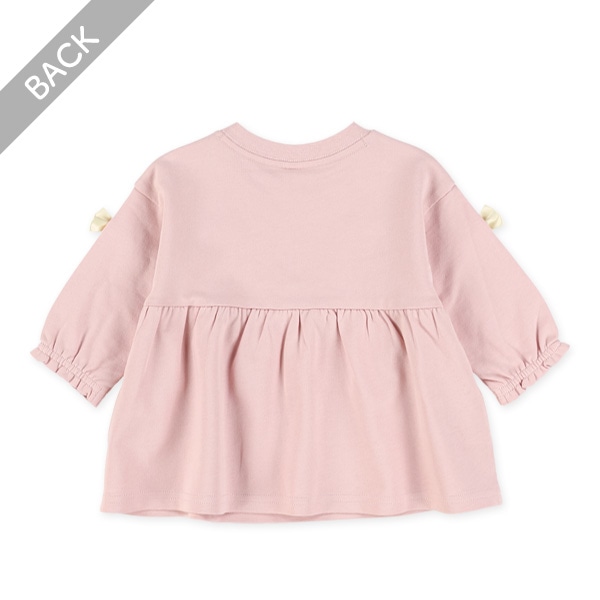 ミニ裏毛リボン付き長袖Tシャツ