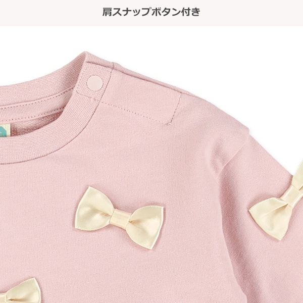 ミニ裏毛リボン付き長袖Tシャツ