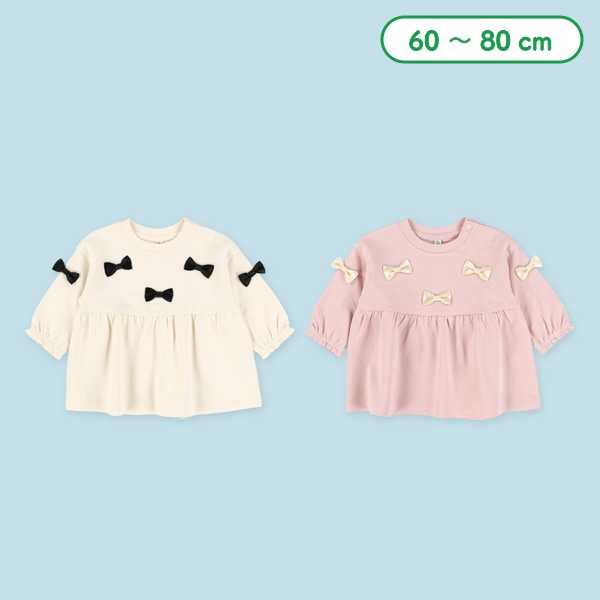 ミニ裏毛リボン付き長袖Tシャツ