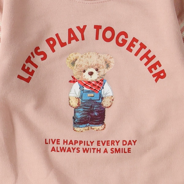裏毛ベストレイヤードくま長袖Tシャツ
