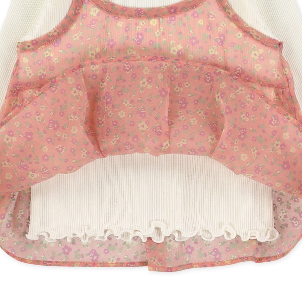 花柄キャミレイヤード風長袖Tシャツ