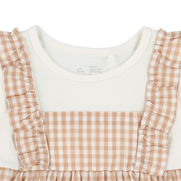 チェックエプロンレイヤード風長袖Tシャツ