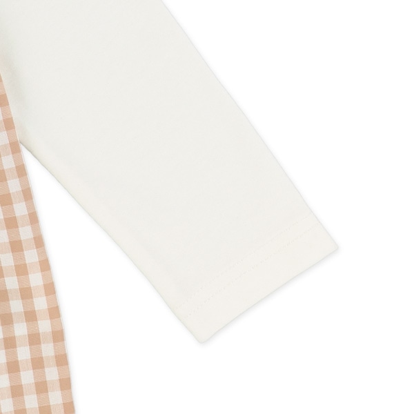 チェックエプロンレイヤード風長袖Tシャツ