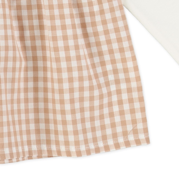 チェックエプロンレイヤード風長袖Tシャツ