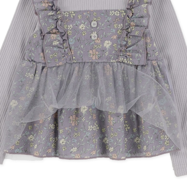 花柄エプロンドッキング長袖Tシャツ