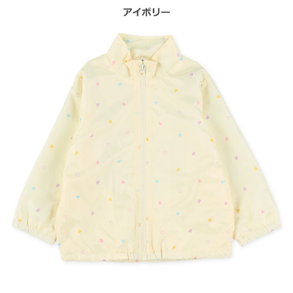 裏メッシュハート柄ウィンドブレーカー