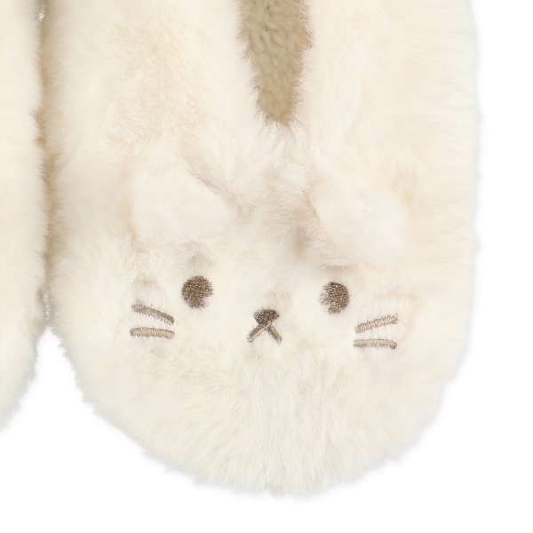 もこもこキッズルームソックス（しろねこ）