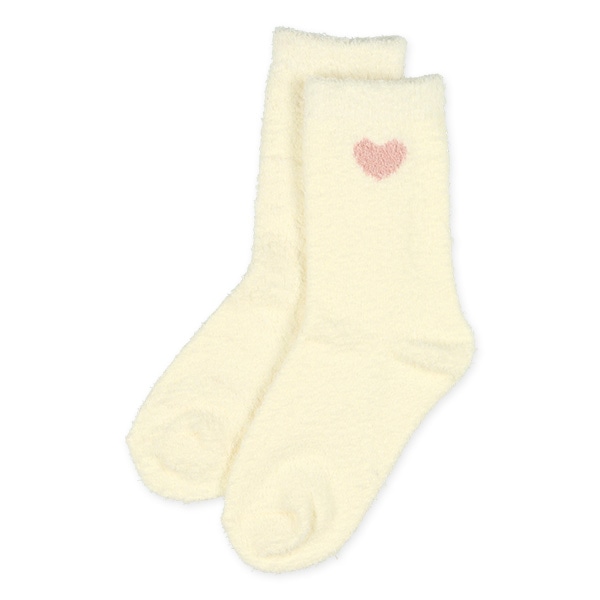 2足組キッズもこもこクルーソックス（ナチュラルハート）
