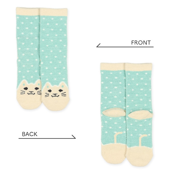 2足組キッズもこもこクルーソックス（ねこしっぽ）