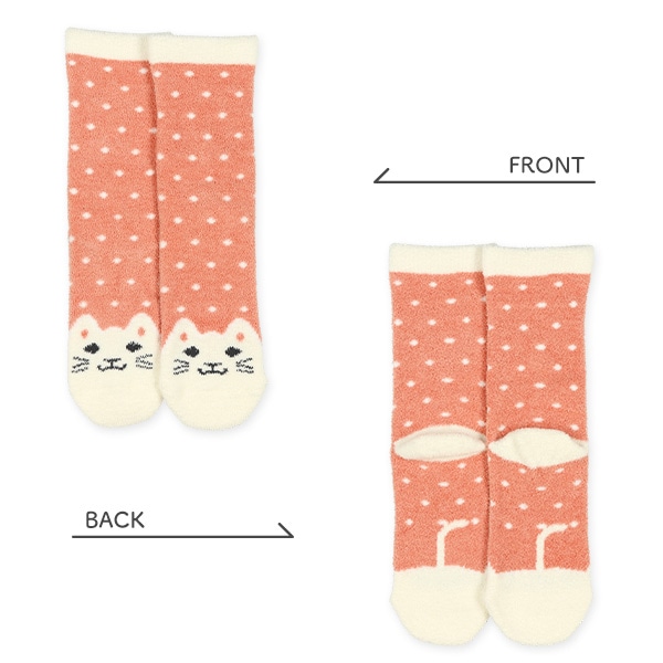 2足組キッズもこもこクルーソックス（ねこしっぽ）