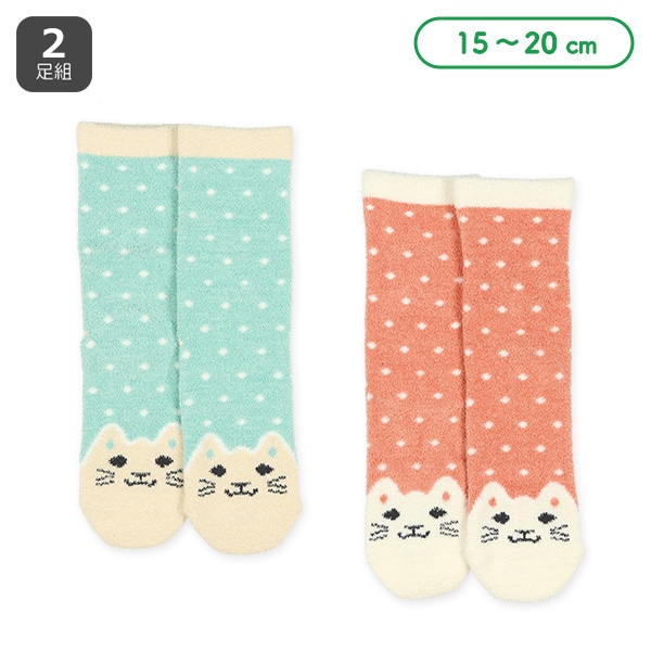 2足組キッズもこもこクルーソックス（ねこしっぽ）