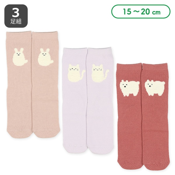 3足組キッズクルーソックス（アニマル）