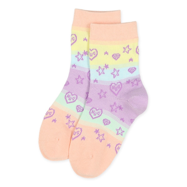 3足組キッズクルーソックス（レインボー）