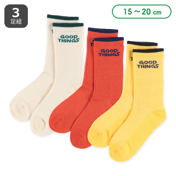 3足組キッズクルーソックス（ロゴ）
