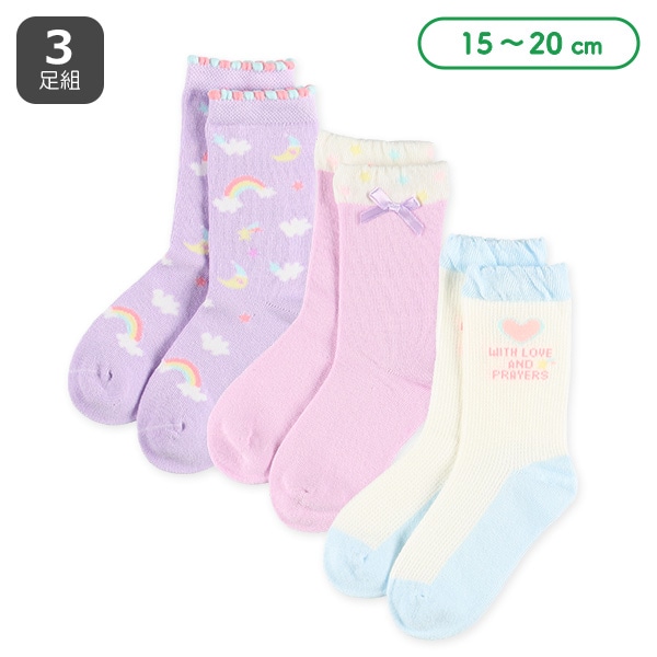 3足組キッズクルーソックス（ゆめかわ）