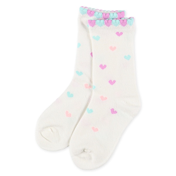 3足組キッズクルーソックス（シースルー・ハート）