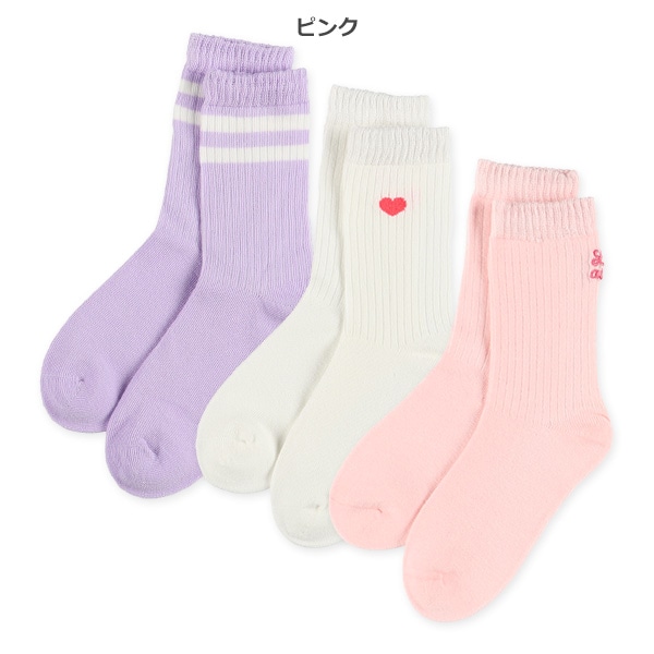 3足組キッズクルーソックス（バックロゴ刺繍）